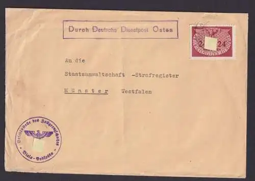 Besetzung Polen Generalgouvernement Brief EF 24 Gr Biala n. Münster Westfalen