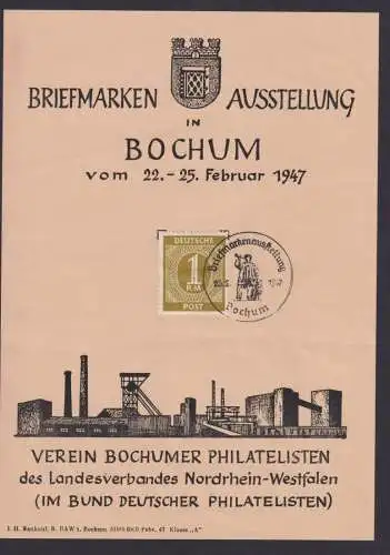 Alliierte Besetzung Gedenkblatt Philatelie Briefmarken Ausstellung Bochum