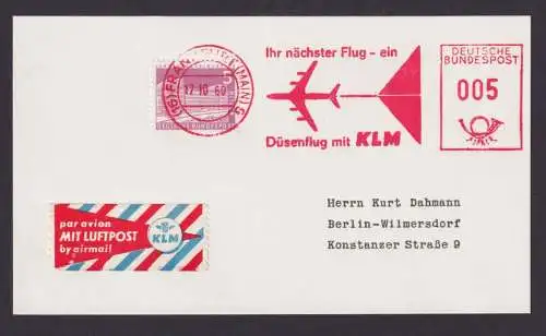 Flugpost Brief Air Mail Bund Berlin AFS + ZuF Bauten KLM Frankfurt 1960