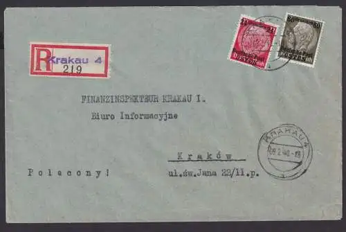 Besetzung Polen Generalgouvernement R Brief Krakow Krakau Ortsbrief Not R Zettel