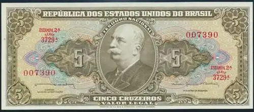 Brasilien Banknote Geldschein P176c 5 Cruzeiros 1963