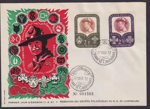 Europa Luxemburg Brief 567-568 Pfadfinder sehr dekorativ als FDC vom 17.6.1957