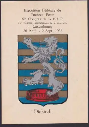 Diekirch Luxemburg Wappen Philatelie Briefmarken Ausstellung F.I.P Kongress