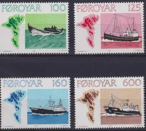 Briefmarken Dänemark Färöer 24-27 Fischerei Schiffe Luxus postfrisch MNH Kat 8,-