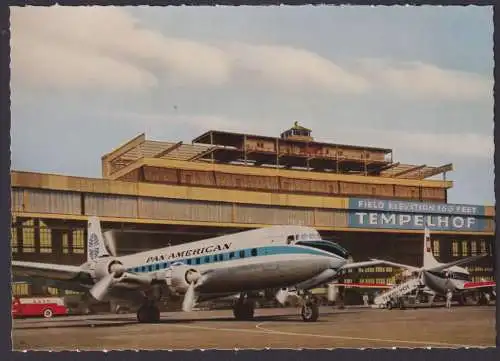 Flugpost Airmail Ansichtskarte Pan American Berlin Flughafen Tempelhof Hangar