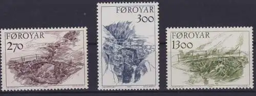Briefmarken Dänemark Färöer 142-144 Brücken Luxus postfrisch MNH Kat.-Wert 9,00