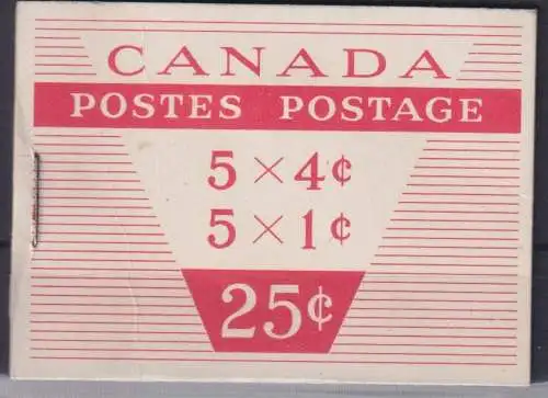 Kanada Markenheftchen mit je 5x 1 + 4 cent Queen Elisabeth + Reklame Luxus