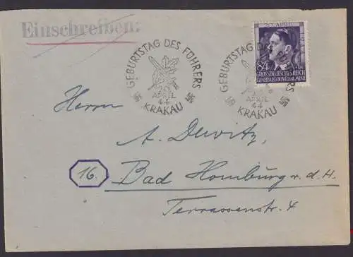Briefmarken Besetzung Generalgouvernement Brief Krakau Homburg EF 119 SST