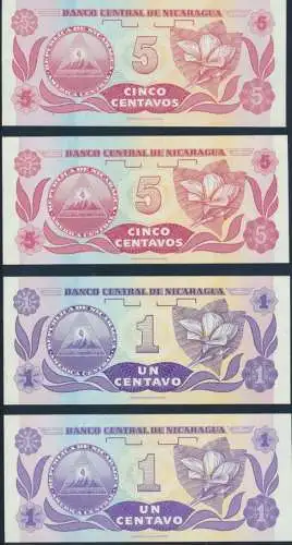 8 Geldscheie Banknoten Nicaragua P167-P170 1990/91 bankfrisch UNC