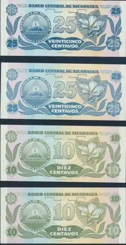 8 Geldscheie Banknoten Nicaragua P167-P170 1990/91 bankfrisch UNC