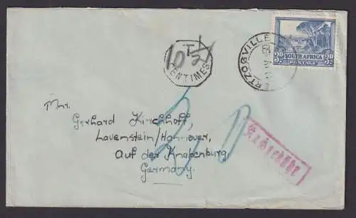 Südafrika Nachgebühr Brief Retoure Herzogville Lauenstein Hannover Niedersachsen