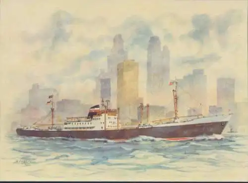 Schiffe Marine Seefahrt Künstler Ansichtskarte MS Transcanada Poseidon Linie