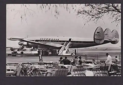 Flugpost Ansichtskarte Lufthansa Lockheed Super Constellation Flughafen Rhein