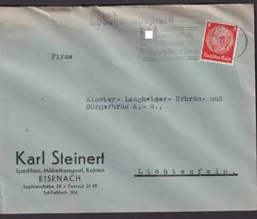 Eisenach Lichtenfels Deutsches Reich Brief Reklame Karl Steinert Spedition SST