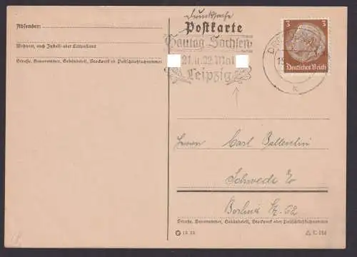Dresden 25 Schwerdt Deutsches Reich Postkarte selt. SSt Gautag Sachsen