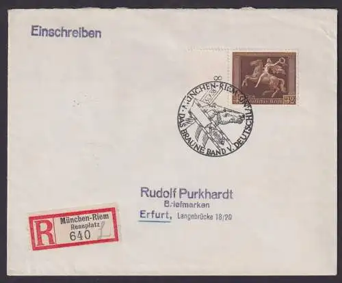 München Riem Deutsches Reich R Brief EF 671 Erfurt Thüringen Bogenrand SST Das