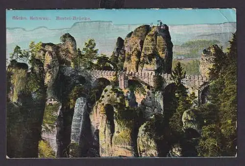 Ansichtskarte Lohmen Sächsische Schweiz Bastei Brücke Künstlerkarte
