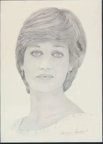 Ansichtskarte Lady Diana Spencer Zeichnung von Lawrence Guilbert ungelaufen
