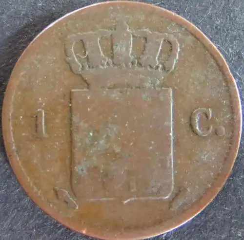 Münze Niederlande Netherlands 1 Cent 1828 schön F