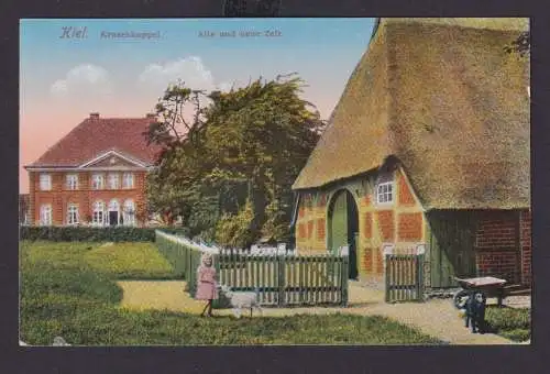 Ansichtskarte Kiel Schleswig Holstein Krusenkoppel Künstlerkarte Reethäuser
