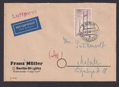 Berlin Brief Luftpost Düsseldorf Zentralflughafen Malente