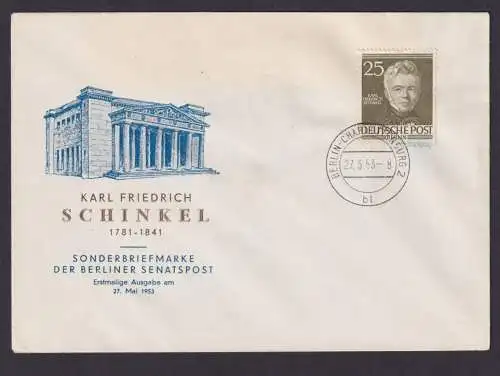 Berlin Brief EF 98 25 Pfg. Männer Karl Friedrich Schinkel FDC Kat.-Wert 30,00