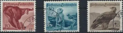 Liechtenstein 253-55 Tiere Jagd Luxus gestempelt Steinadler Greifvögel Kat 42,00