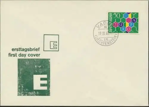 Liechtenstein Brief 398 Europa Cept als Luxus FDC Vaduz vom 19.9.1960 KatW 80,00