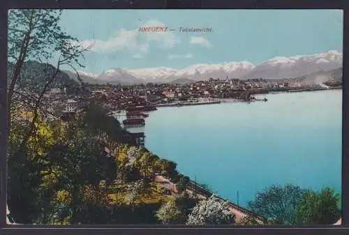 Ansichtskarte Bregenz Österreich Totalansicht Bodensee Gebirge nach Stege
