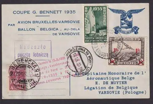 Flugpost Brief Air Mail Ballonpost Coupon Gordon Bennett Flug Brüssel - Warschau