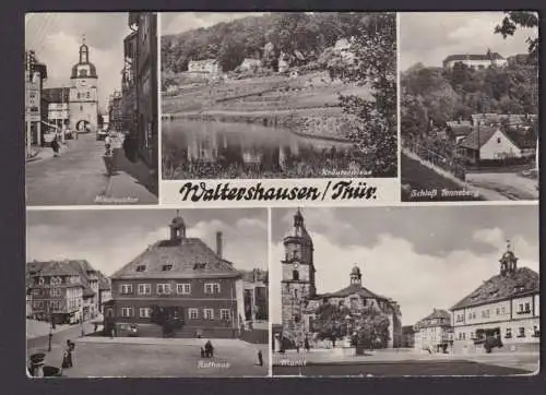 Ansichtskarte Waltershausen Thüringen Schloß Tenneberg Nikolaustor Rathaus