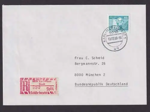 Briefmarken DDR Einschreibemarke Karl Marx Stadt 50Pfg. plus 2506 Aufbau München