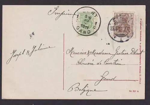 Briefmarken Deutsches Reich Brief Germania mit Portomarke Nachgebühr Belgien