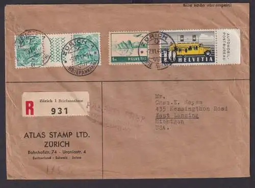 Schweiz R Brief Flugpost plus Zusammendruck Kehrdruck mit R Zettel Zürich