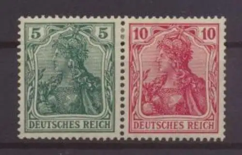 Deutsches Reich Zusammendruck Germania W 7 II Luxus ungebraucht