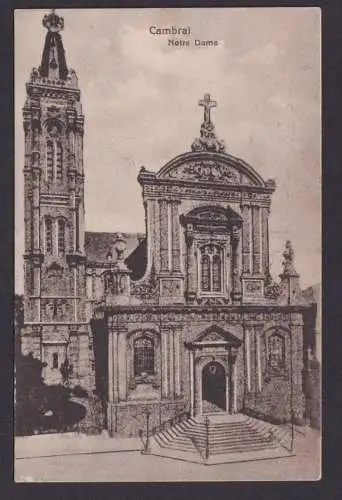 Ansichtskarte Feldpost Cambrai Frankreich Notre Dam Kirche Portal n.