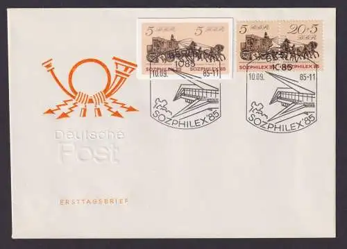 Briefmarken DDR Brief Ganzsachenausschnitt GAA + Zusammendruck Sozphil Berlin 85