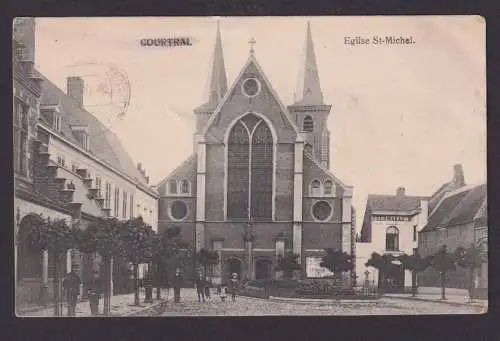 Ansichtskarte Feldpost Courtrai Belgien Eglise St. Michel Kirche n.