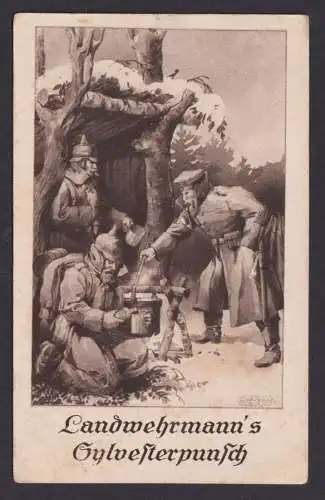 Ansichtskarte Feldpost Künstlerkarte Sign. E.Wehrmann Soldaten Landwehrmanns