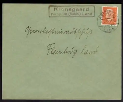 Deutsches Reich Brief Landpoststempel Kronsgaard Kappeln Schlei Land Flensburg