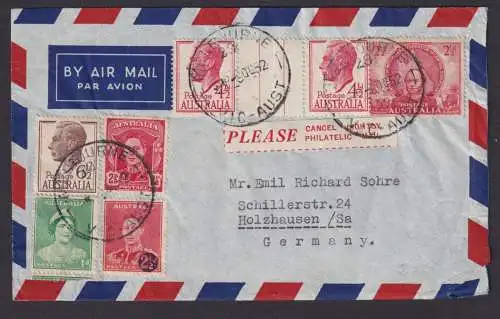 Flugpost Brief Air Mail Australien MIF 160 + Zusammendruck 216 Leerfeld Melbourn