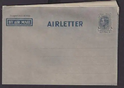 Flugpost air mail Australien Ganzsache Airletter Aerogramm 7 d. King Georg