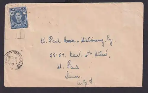 Australien Brief EF King Georg VI Brisbaine Queensland nach USA