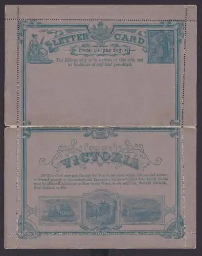 Australia Australien Victoria Ganzsache Kartenbrief 1p postal statinery letter