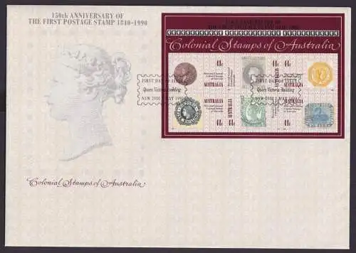 Australien Brief Block Queen Victoria Die erste Briefmarke 150 Jahre