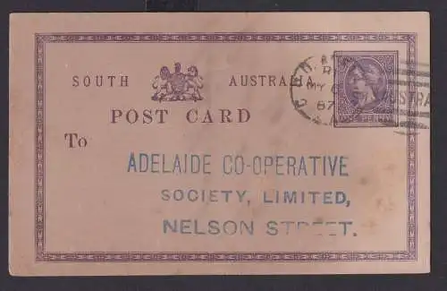 Australien South Australia Ganzsache 1p Queen Victoria G.P.O. Adalaide n. Nelson