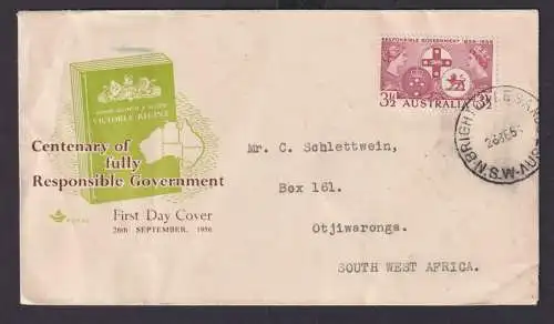 Briefmarken Australien Brief Selbstverwaltung Neusüdwales als FDC n Otjiwarongo