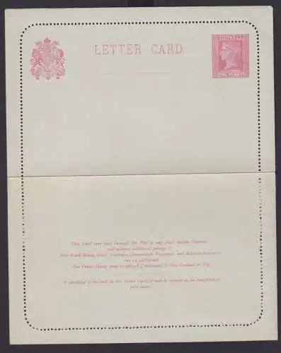 Australien Australia Victoria Ganzsache Queen Victoria Kartenbrief 1 p Rückseite