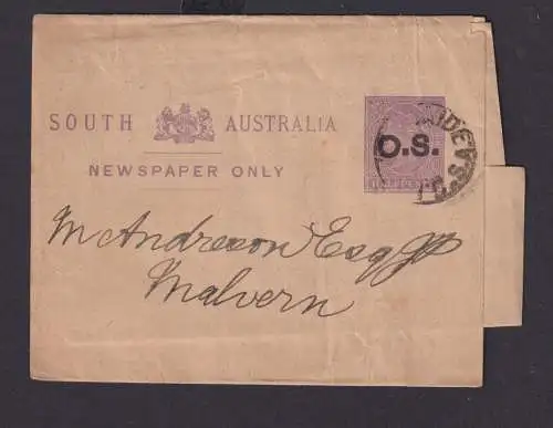 Australien South Australia Ganzsache Dienst Streifband 1/2p Queen Victoria