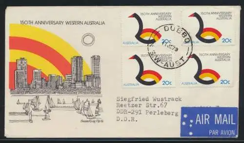 Australien Brief MEF nach Perleberg DDR Australia cover of four